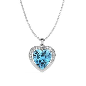 Clara 925 Sterling Silver Sky Blue Heart Pendant Earring Chain Bracelet Jewellery Set